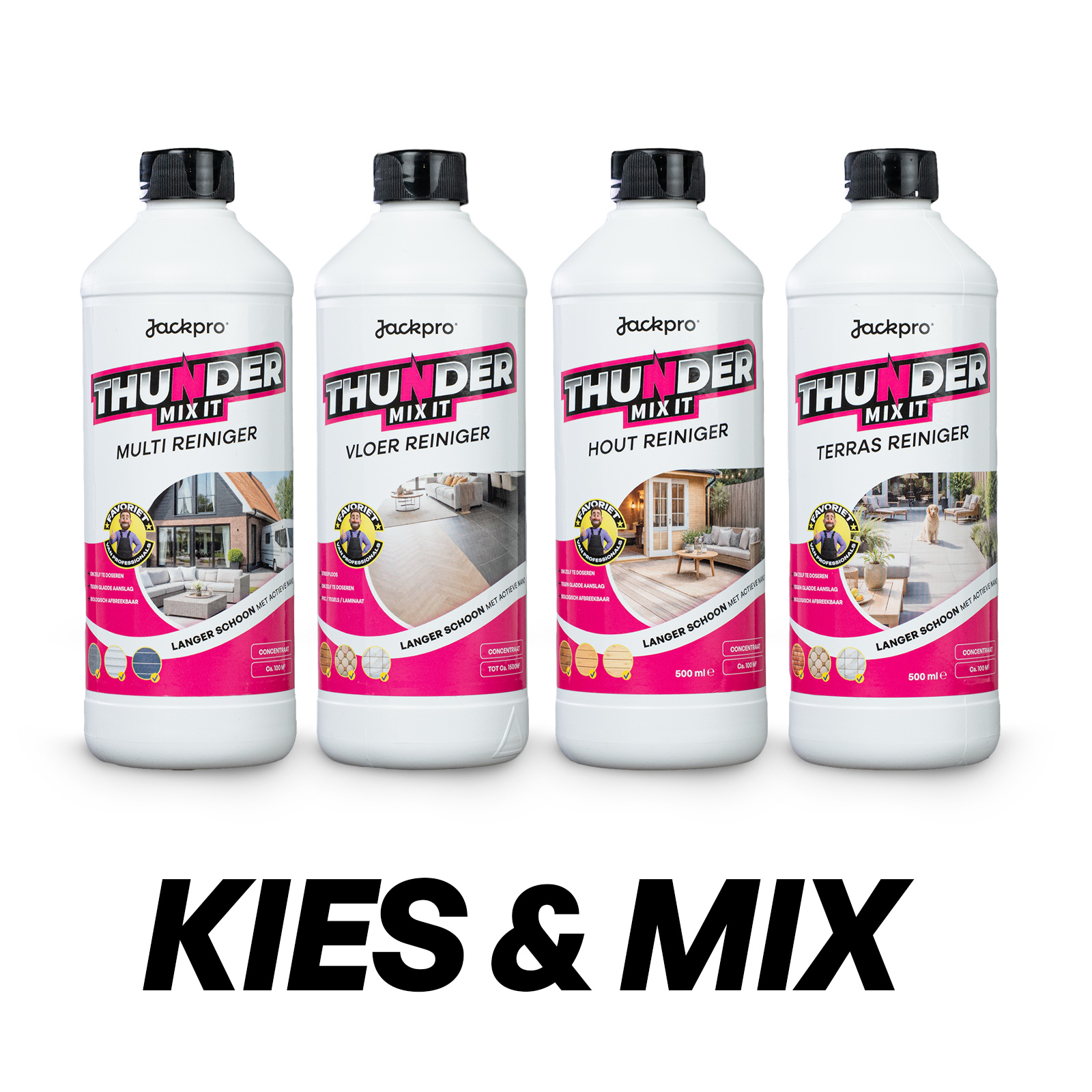4 producten van de THUNDER - kies & mix actie